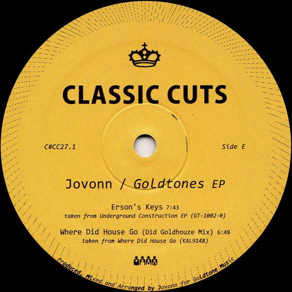 Jovonn - Goldtones EP - 12" - Clone Classic Cuts - C#CC027.1