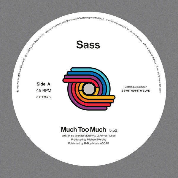 Sass – Much Too Much – 12" – Be With Records – BEWITH014TWELVE