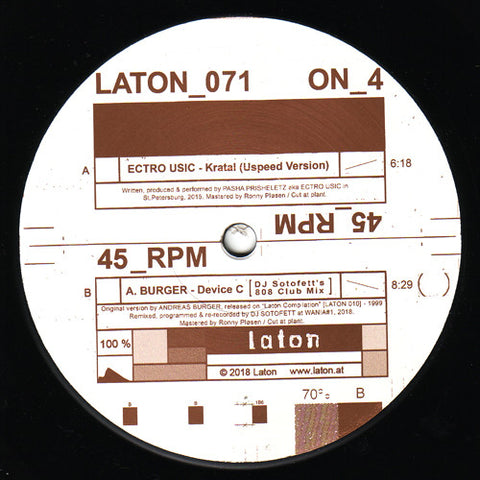 Ectro Usic / A.Burger - Kratal / Device C (DJ Sotofett's 808 Club Mix) - 12" - Laton 071