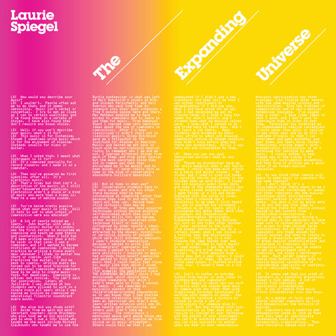 Laurie Spiegel - The Expanding Universe - 3xLP - Unseen Worlds - UW019