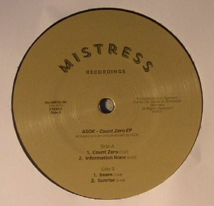 ASOK - Count Zero EP - 12" - Mistress Recordings - MR06