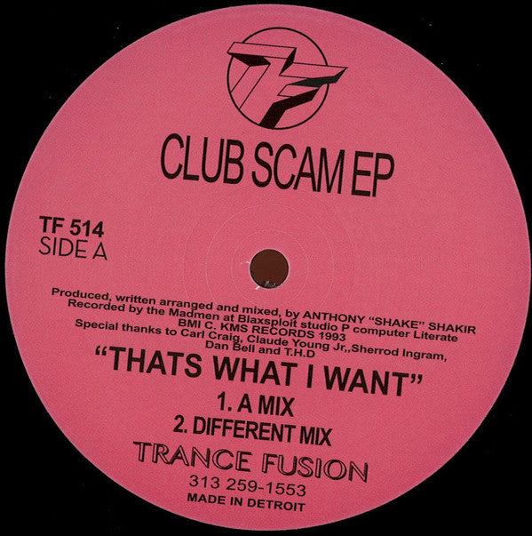 Shake - Club Scam EP - 12" - Trance Fusion - TF 514