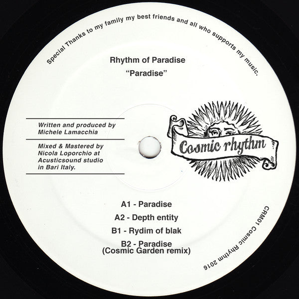 Rhythm of Paradise - Paradise EP - 12" - Cosmic Rhythm - CRM01