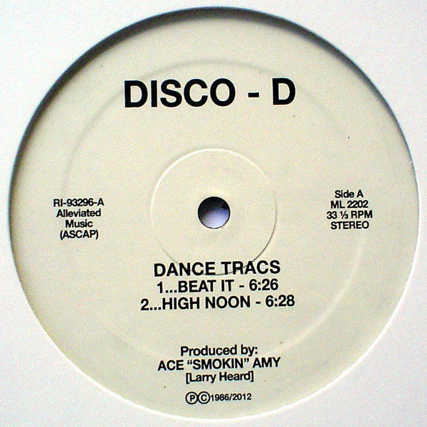 Disco-D - Dance Tracs - 12" - Alleviated Records - ML 2202
