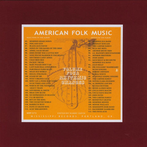 Harry Smith - Anthology of American Folk Music vol. 4: Rhythmic Changes - 2xLP - Mississippi Records ‎- MRP-073