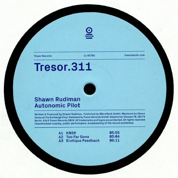 Shawn Rudiman - Autonomic Pilot - 12" - Tresor - TRESOR.311