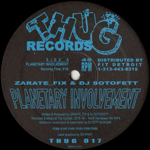 Zarate_Fix & DJ Sotofett - Planetary Involvement - 12" - Thug Records - THUG 017